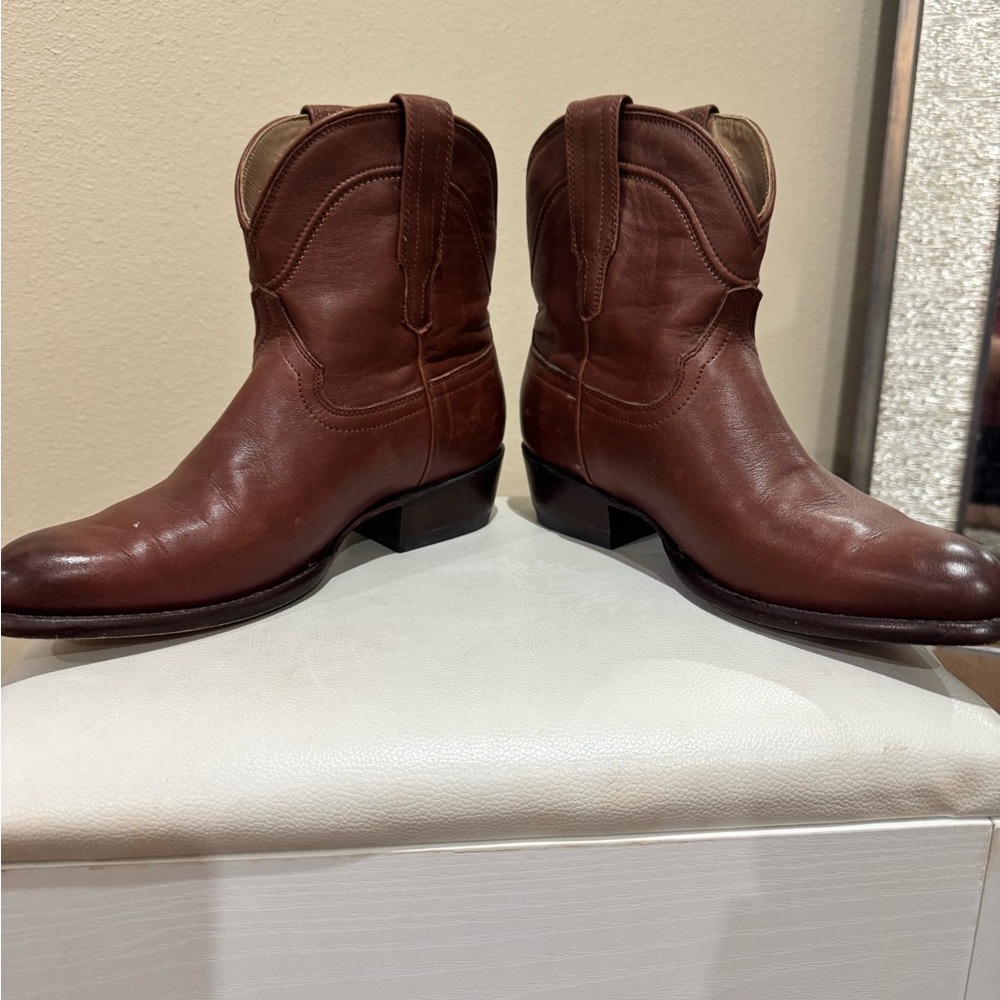 Tecovas Brown Leather Short Western Ankle Boots